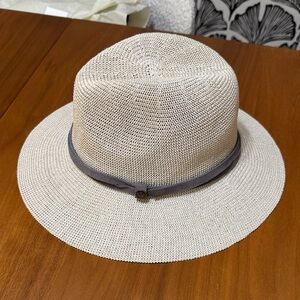 Cream Fedora Hat with Gray Band